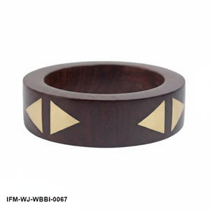 กำไลข้อมือไม้สีเข้มทำมือ ประดับทองเหลืองลายเรขาคณิต สไตล์โบฮีเมียน สำหรับผู้หญิง - Product Image 1