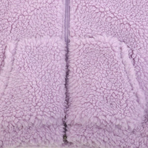 Chaqueta corta de lana sherpa lila personalizada con cremallera, cuello alto, manga larga, bolsillos frontales, ropa de abrigo de boutique de moda para mujer - Product Image 5