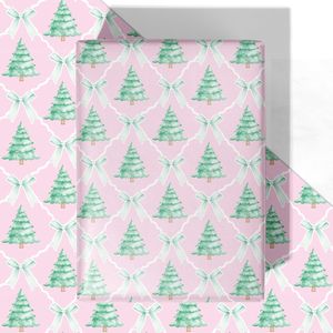 Carta da Regalo Natalizia Rosa con Fiocco, 4 Fogli Jumbo 28*40 Pollici, per Decorazioni Natalizie da Ragazza - Product Image 1