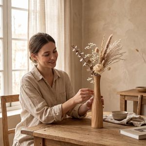 Vase à fleurs en bois, lot de 2 pièces de tailles différentes, jardinières en bois de bonne qualité, décoration de table, vente chaude - Product Image 3