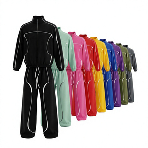 Ensemble de survêtement décontracté pour homme, hiver, couleur unie, tricoté en polyester respirant, col montant, fermeture éclair intégrale - Product Image 1