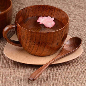 Taza de café de madera ecológica de estilo japonés, taza de madera natural hecha a mano, vajilla para el hogar y la cocina - Product Image 1