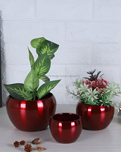 Ensemble de jardinière 3 pièces rouge de luxe fait à la main pour balcon jardin intérieur - Product Image 2