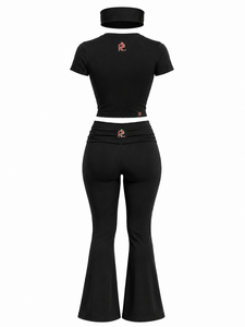 Conjunto deportivo para mujer que incluye top, leggings y diadema hechos con tela flexible para gimnasio, yoga, correr y atuendos casuales. - Product Image 6