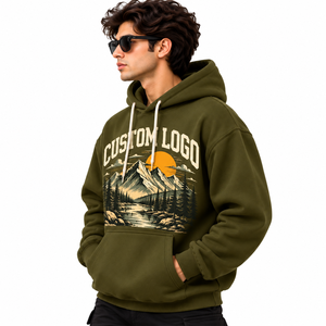 Sudadera con Capucha Azul Marino para Hombre, Manga Larga, Estilo Casual, con Bolsillo Canguro, Bordado Premium OEM - Product Image 4