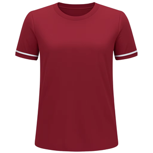 Maillot de football col rond bordeaux à manches courtes, séchage rapide, polyester, unisexe, adulte, vêtement de sport, coupe classique, couleur unie, 140 g/m² - Product Image 3