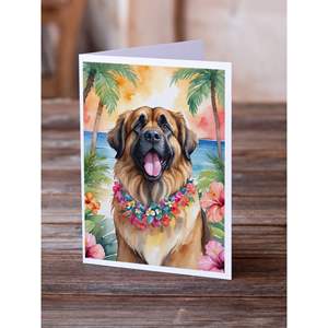 Leonberger Luau A7 Tarjetas de felicitación Paquete de 8 tarjetas de notas en blanco caprichosas con sobres Tamaño 5x7 - Product Image 3