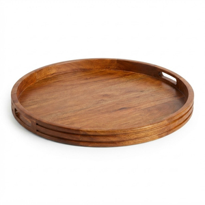 Plateau de service en bois unique, plateau de luxe en bois avec poignées, style Art Déco, pour table basse, ottoman, hôtel, maison, décoration. - Product Image 5