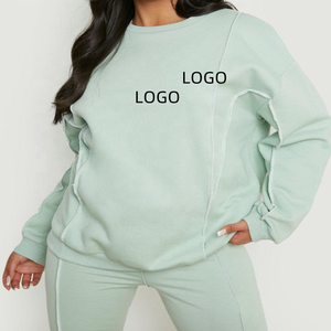 Ensemble deux pièces streetwear d'hiver personnalisé pour femme en velours uni, comprenant une veste courte à capuche zippée avec poches et un pantalon de jogging - Product Image 2