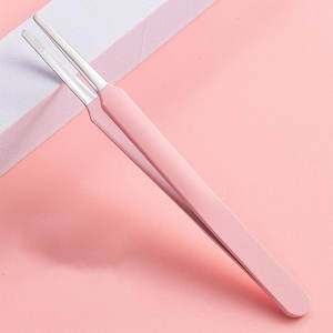 Pince à épiler pour sourcils débutant, type bec de canard, à pointe inclinée, en acier inoxydable, extracteur de points noirs, masque ASI, logo personnalisé, léger - Product Image 5