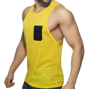 Camiseta sin mangas de malla personalizada de alta calidad, ligera para el verano, con diseño de bolsillo frontal, color personalizado, nuevo diseño. - Product Image 2