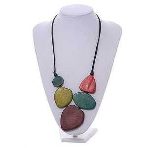Handmade Natural Wooden Geometric Boho Style Pendant <b>Necklace</b> for Women Daily Life Wedding September <b>Statement</b> Jewelry - Product Image 3