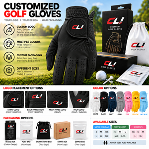 Golf <b>Gloves</b> Cabretta <b>Leather</b> <b>Black</b> Premium Breathable Anti Slip Custom Logo OEM Packaging Left Hand Men Canleo Sports Outdoor - Product Image 1