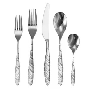Contemporary Finish Metal Spoon And Fork Set Cutlery Set Elegant Stainless <b>Flatware</b> Design For Hotel Dining - Product Image 2