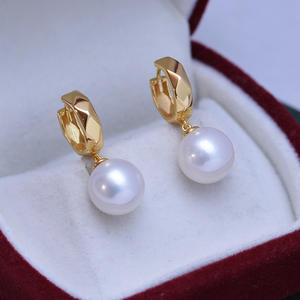 Boucles d'oreilles pendantes fines en perles d'eau douce blanches de 10-11 mm, à fort éclat, pour femmes, boucles d'oreilles carrées dorées S925, faible défauts, bijoux en perles - Product Image 1