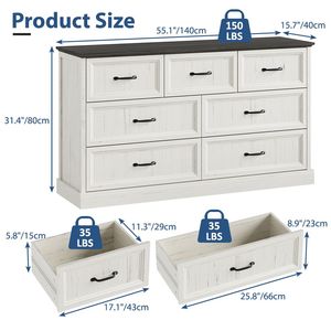 Comò moderno a 7 cassetti con manici in metallo armadio di stoccaggio in legno per camera da letto o soggiorno armadio - Product Image 6