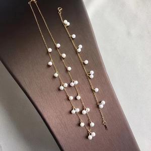 ชุดเครื่องประดับแฟชั่นเงินแท้ S925 ประดับมุกน้ำจืดไร้ตำหนิ สร้อยคอและกำไล สไตล์เรียบหรูแบบจีน - Product Image 2