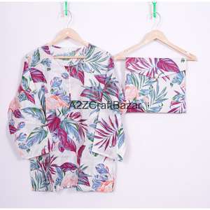 Ensemble de pyjamas d'hiver de luxe pour femmes, 100% coton, vêtements de nuit confortables, col confortable, vêtements de nuit OEM personnalisés - Product Image 2