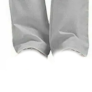 Pantalon décontracté en coton Oxford gris clair pour homme, taille élastique avec cordon de serrage, devant plat, léger, idéal pour l'été - Product Image 3