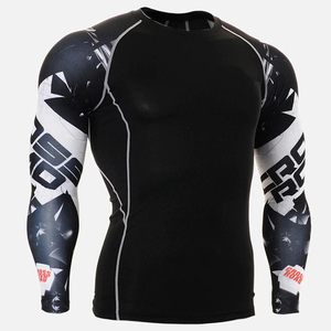 Red <b>Camo</b> Long Sleeve Rash Guard For Men Quick Dry Spandex Polyester MMA BJJ Gym Wear Full Sleeve Printed <b>Top</b> - Product Image 4