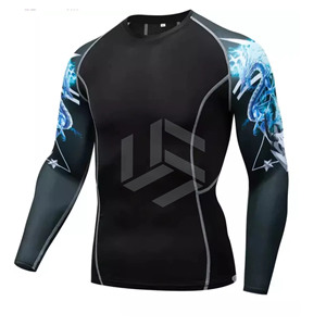 Camiseta de compresión de manga larga para grappling y MMA, personalizada con estampado, para hombre, para usar en BJJ, tela deportiva OEM - Product Image 1