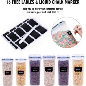 Set di 6 Contenitori Ermetici per Cereali Secchi Senza BPA, 4 da 4L + 2 da 2,5L, Dispenser in Plastica per Conservazione e Preservazione degli Alimenti - Product Image 2