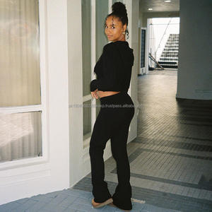 Conjunto de Dos Piezas de Punto con Cierre de Poliéster para Invierno 2026, Sudadera con Capucha y Pantalones de Punto para Mujer - Product Image 5