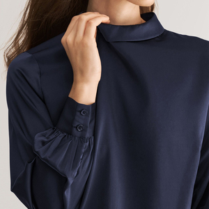 Luxury Style Pure Silk <b>Satin</b> Shirt Silk <b>Blouse</b> Women's Long Sleeve 100% Mulberry Silk Shirt - Product Image 3