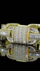 Custom 16mm Lab Grown Mariner <b>Bracelet</b> 925 <b>Silver</b> Baguette Diamond Iced Out Hip Hop Cuban Style Yellow Gold Factory Supply - Product Image 4