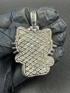 Colgante de Hello Kitty con Moissanita, Chapado en Plata, Estilo Hip Hop, Diseño de Dibujos Animados, Lindo, Unisex, Joyería para Regalo - Product Image 6