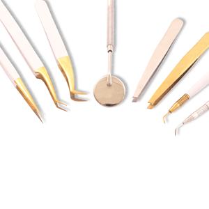 Juego de pinzas de extensión de pestañas de precisión para pestañas postizas individuales de volumen 2D-6D punta plana y de fibra con ESTUCHE DE ALMACENAMIENTO DE PU - Product Image 5