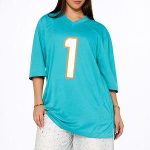 Camiseta Deportiva Azul Claro de Fútbol Americano con Malla Transpirable, Cuello en V, Estampado de Número, Estilo Urbano, Fabricante OEM - Product Image 3