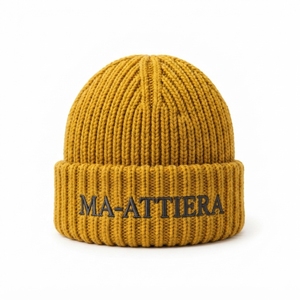 Custom Mustard Yellow Rib Knit Cuffed Beanie <b>Hat</b> <b>Winter</b> Warm Skull Cap With Custom Logo - Product Image 1