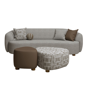 Traditional Modular Curved Foam-Filled Fabric Sectional <b>Sofa</b> <b>Set</b> with Ottoman for Living Room - Product Image 2