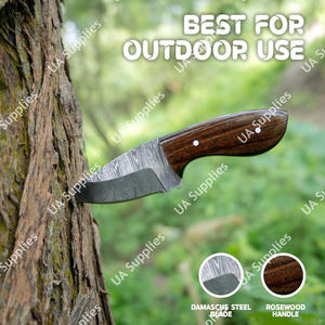 มีดคอเหล็กดามัสกัสตีขึ้นรูปด้วยมือขนาดเล็ก EDC - มีดพกพา/มีดคล้องคอคมกริบ ด้ามไม้พะยูง พร้อมปลอก มีดขายส่งแบบ OEM/ODM - Product Image 6