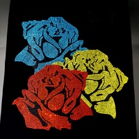 Rose strass fer sur Hotfix transfert décalcomanie rouge Rose fleur feuilles Bling bricolage Patch réparation cristal Hot Fix Applique