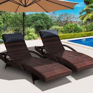 Ensemble de chaises longues et table d'appoint en rotin PE pour extérieur, mobilier de luxe pour villa, chaise longue de piscine - Product Image 4