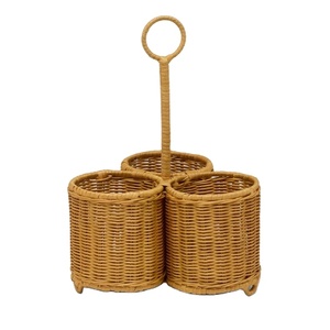 Porte-bouteilles en rotin tressé écologique, couleur blanche, double porte-bouteilles, panier de rangement fait main pour commande en gros - Product Image 1