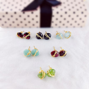 ต่างหูควอตซ์รูไทล์สีดำขนาดเล็ก ประดับด้วยลวดทองคำชุบ หินธรรมชาติ เครื่องประดับประจำเดือนเกิด ขายส่ง - Product Image 5