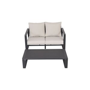 Divano doppio e tavolino rettangolare con cuscino in tessuto americano bianco latte # Set da Giardino 5453 di Tino Tino - Product Image 3
