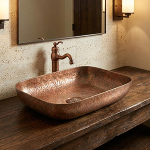 Évier en cuivre martelé artisanal, lavabo sur pied contemporain pour salle de bain, lavabo en cuivre fait main, évier de luxe moderne pour meuble-lavabo - Product Image 5
