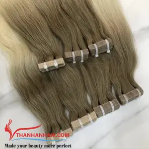 Ombre Natural Straight Tape Hair Super double drawn of Asian women thick end 100% human hair Vietnam Factory