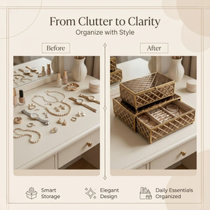 Luxury <b>Brown</b> Glass Decorative <b>Storage</b> <b>Box</b> Set with Gold Geometric Metal Frame | Premium Jewelry Vanity Organizer Cases for Decor - Product Image 5