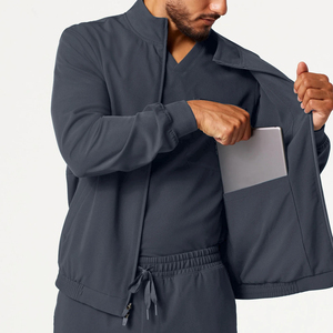 Cobaki 2025 Custom Men's Medical <b>Scrub</b> Jacket Classic Fit Stretch Anti-Wrinkle 6-Pocket OEM ODM Workwear Low MOQ Uniforms - Product Image 5