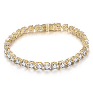 Luxury 3MM Brilliant Cut Lab grown Diamond Tennis Chain Link 10K <b>Solid</b> <b>Gold</b> Custom Hip Hop Jewelry Party Gift Charm Bracelets - Product Image 1