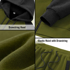 Ensemble de survêtement 2 pièces zippé en polaire légère d'hiver, grande taille, couleur unie, haute qualité, avec logo personnalisé, prix de gros - Product Image 5