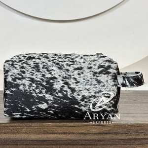 New Western Genuine Hair on Cowhide Leather Tassel Toiletry Bags Stylish Cosmetic Bags <b>for</b> <b>Makeup</b> <b>Storage</b> Travel Organizer Box - Product Image 1