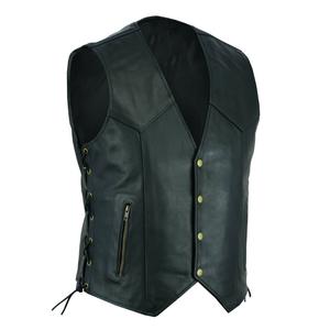 Gilet décontracté en cuir pour hommes, tendance Punk, gilet de moto solide, imperméable, rembourré, sans manches, flotte - Product Image 1