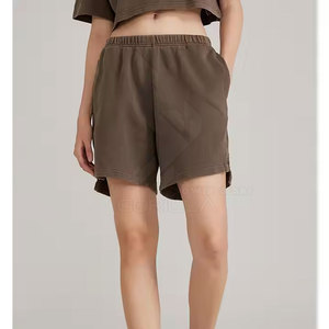 Shorts de Cintura Alta para Mujer, Lavado Ácido, 100% Algodón, Secado Rápido, Transpirables, Estilo Casual de Verano, Cómodos para el Día a Día - Product Image 2