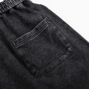 Men Midweight Polyester/Cotton Worsted Anti-Wrinkle Breathable Vintage Drawstring <b>Joggers</b> Distressed Acid Washed Wide - Product Image 2
